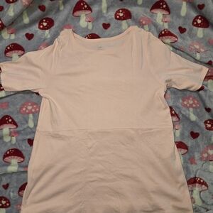 J Jill Pima Shirtail Tee Pale Pink Womens Size Medium T Shirt